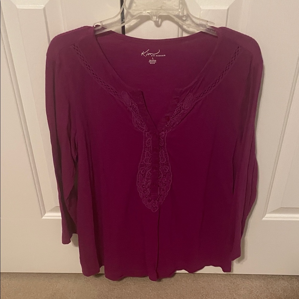 Kim Rogers Women's Rich Pink/Purple Top Large (Like New)